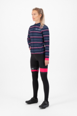 Dames Winterjack Stripe Blauw/roze