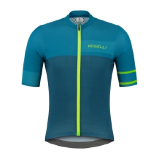 Block Fietsshirt Heren Blauw/Lime