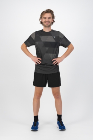 Geometric Hardloopshirt Heren Zwart/Grijs