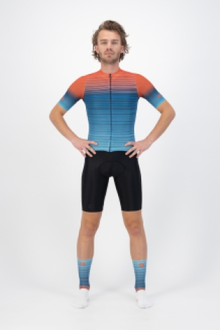 Surf Fietsshirt Heren Blauw/Oranje