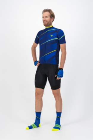 Buzz Fietsshirt Heren Blauw/Fluor geel