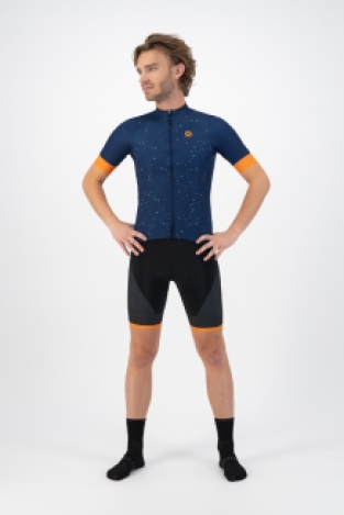 Terrazzo Fietsshirt Heren Blauw/Oranje