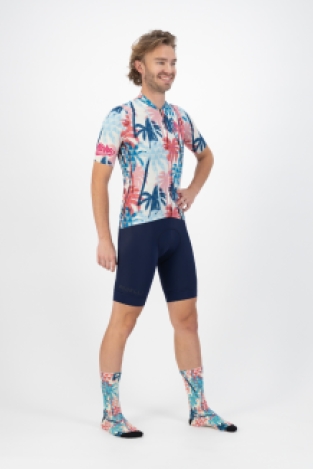 Hawaii Fietsshirt Heren Blauw/Roze