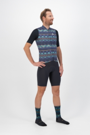 Aztec Fietsshirt Heren Blauw/Sand