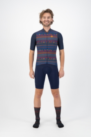 Aztec Fietsshirt Heren Blauw/Oranje