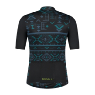 Aztec Fietsshirt Heren Zwart/Lime/Blauw