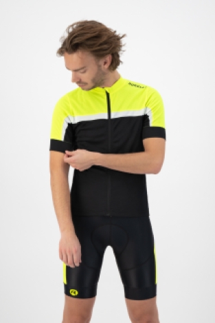 Course Fietsshirt Heren Zwart/Wit/Fluor