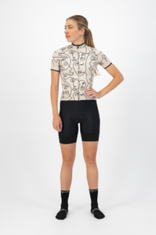 Faces Fietsshirt Dames Zwart wit