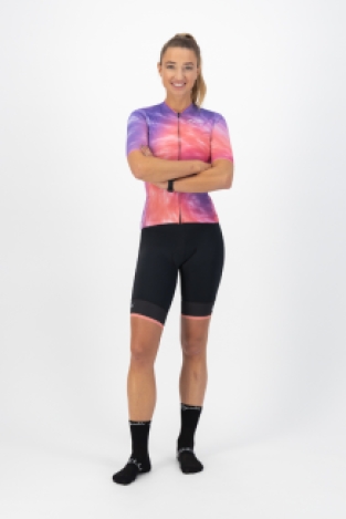 Tie Dye Fietsshirt Dames Paars/Coral
