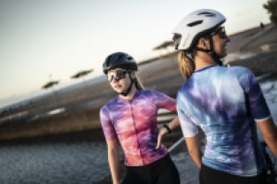 Tie Dye Fietsshirt Dames Paars/Coral