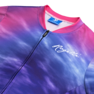 Tie Dye Fietsshirt Dames Paars/Blauw/Roze
