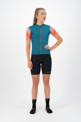 Waves Fietsshirt Dames Blauw/Coral