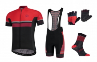 4 Delig Hero fietsset Shirt/broek en Handschoenen en sokken Zwart/grijs/rood